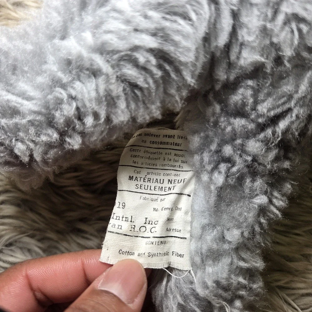 Graphics International 1983 Laying Plush Gray Poodle Dog‎ Stuffed Animal Ribbon